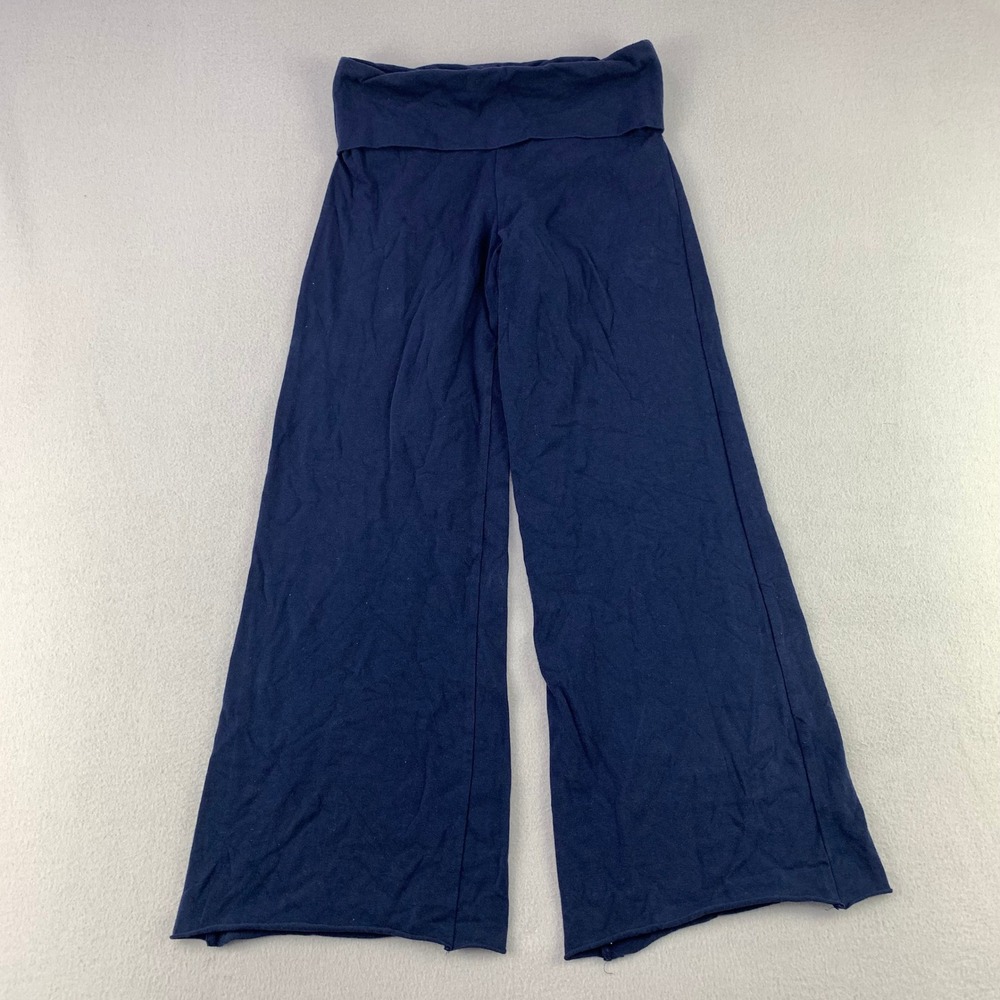 Good Days Project Yoga Pants Women S Blue Flare Foldover Waist Cotton Y2K